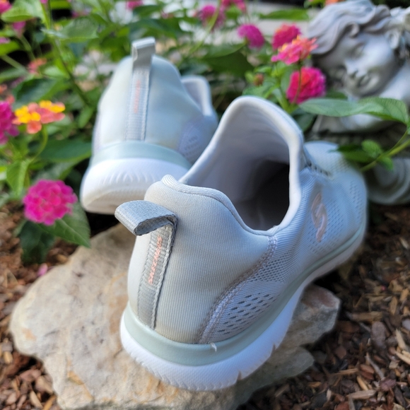 SKETCHERS ♡ Sweet Gray 'n Pink Air-Cooled Memory Foam Cord Slip On Sneakers 8 - Picture 7 of 15